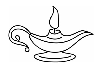 Ornate oil lamp with flame antique vintage