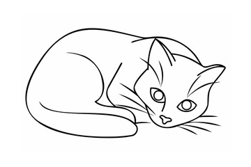 Curled black cat outline feline animal