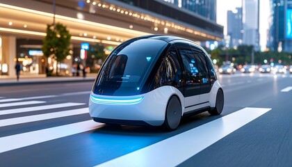 Driving Autonomous Pod on City Street at Night