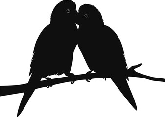 Elegant Birds Silhouette Vector EPS A Pair of Lorikeets Cuddled on a Branch - Perfect for Designs and Projects