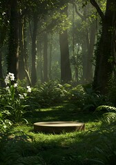 Enchanted Forest Mystical Sunrise Through Ancient Trees