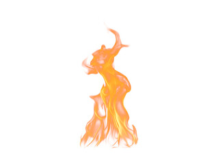 Isolated orange and yellow fire flame on white background
