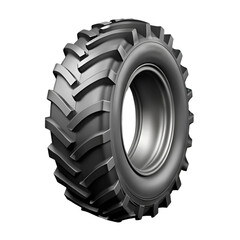 Large tractor tyre isolated with transparency perfect for machinery, farm, and industrial visuals
