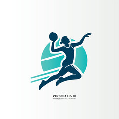 design vector art of man or girl playing volly in style