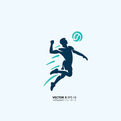 design vector art of man or girl playing volly in style