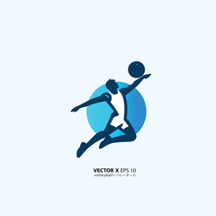 design vector art of man or girl playing volly in style