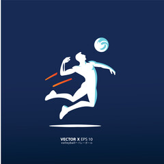 design vector art of man or girl playing volly in style