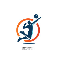 design vector art of man or girl playing volly in style
