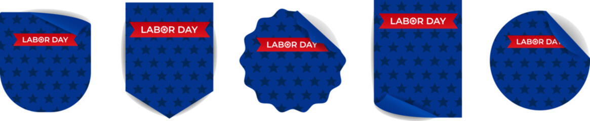 Vector set of stickers with empty space for text for shopping, sales, special offers for Labor Day 