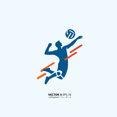 design vector art of man or girl playing volly in style