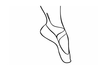 Elegant ballet dancer foot en pointe shoe