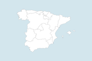 Vector graphic artwork suitable for print and web containing flat detailed map of SPAIN