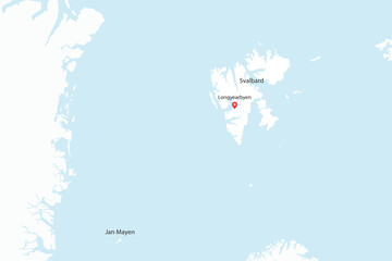Vector graphic artwork suitable for print and web containing flat detailed map of SVALBARD AND JAN MAYEN © Djerdj