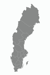 Obraz premium Vector graphic artwork suitable for print and web containing flat detailed map of SWEDEN
