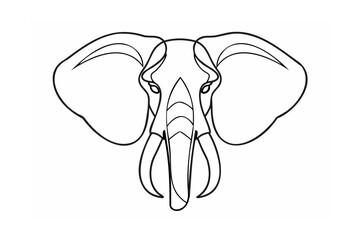 Elegant elephant head line art animal wildlife