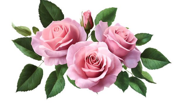 pink rose isolated on white background - Powered by Adobe