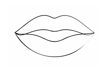 Black outline of full lips mouth white