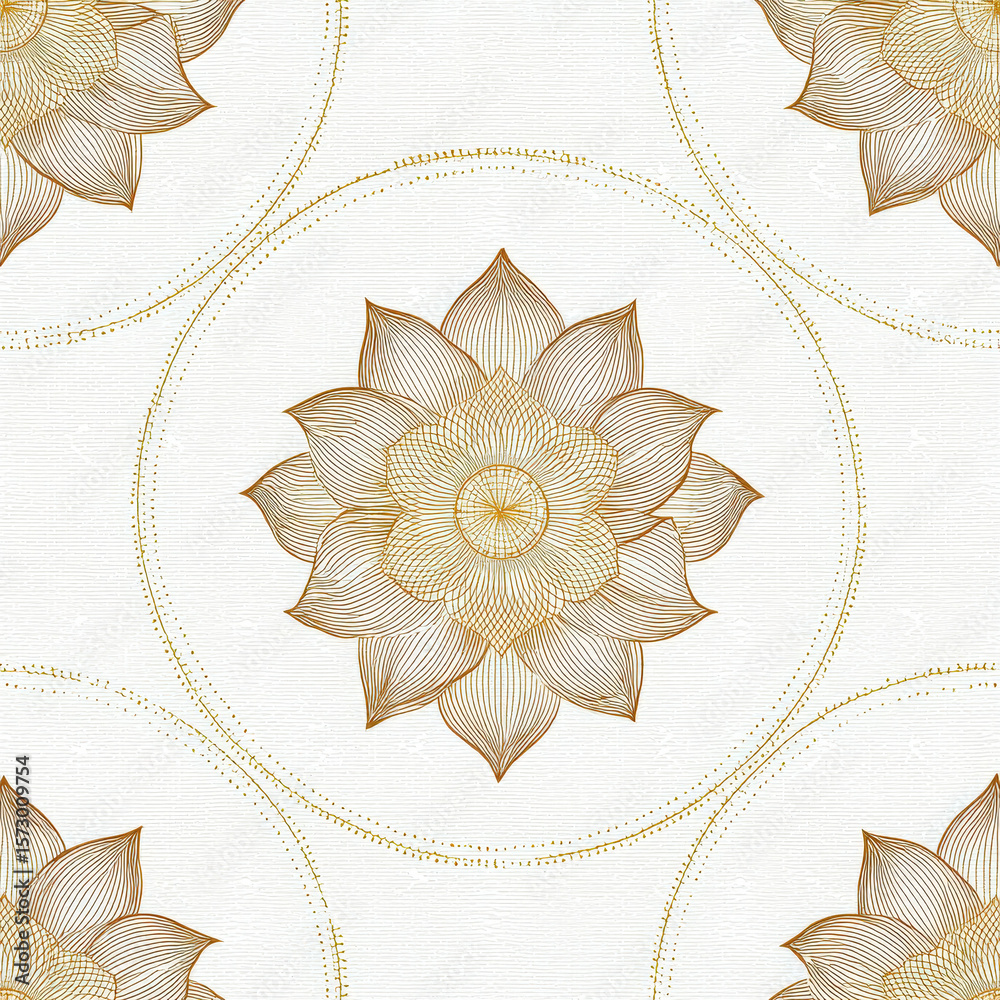 Poster stylized thai lotus spiral pattern design with elegant lines in a seamless layout for background or 