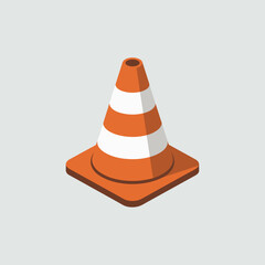 Minimalist Orange Safety Cone in Flat Style