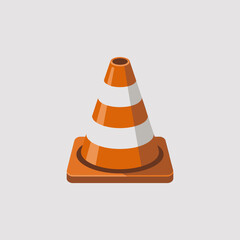 Flat Illustration of a Classic Traffic Cone