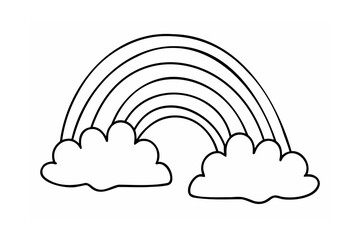 Fototapeta premium Colorful arc with fluffy clouds rainbow weather