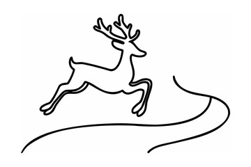 Leaping reindeer outline black and white animal