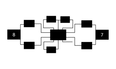 Simple black tournament bracket template for 8 teams isolated on white