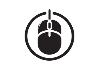 Computer mouse silhouette vector, Computer mouse icon illustrator