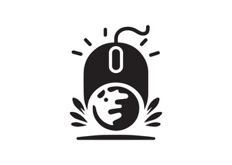 Computer mouse silhouette vector, Computer mouse icon illustrator