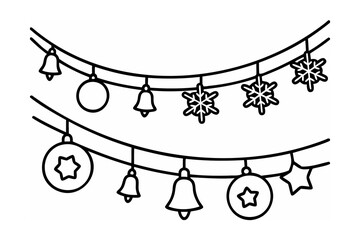 Festive holiday ornaments and bells hanging christmas