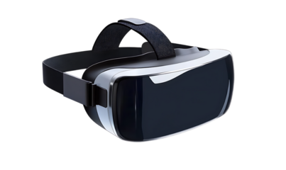 Modern Virtual Reality Headset Isolated on Transparent Background.