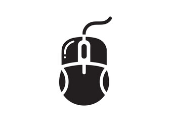 Computer mouse silhouette vector, Computer mouse icon illustrator