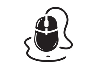 Computer mouse silhouette vector, Computer mouse icon illustrator