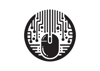 Computer mouse silhouette vector, Computer mouse icon illustrator