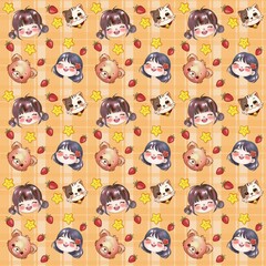 seamless pattern with funny kids