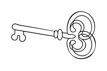 Ornate antique key outline vintage lock