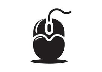 Computer mouse silhouette vector, Computer mouse icon illustrator
