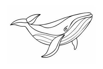 Stylized whale swimming gracefully marine life ocean