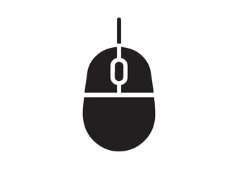 Computer mouse silhouette vector, Computer mouse icon illustrator