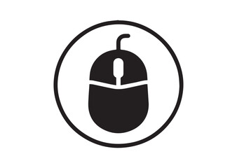 Computer mouse silhouette vector, Computer mouse icon illustrator