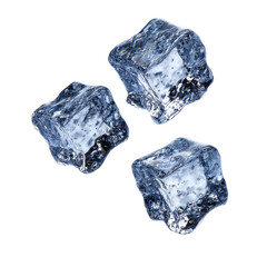 Obraz premium Three Realistic Ice Cubes on Transparent Background