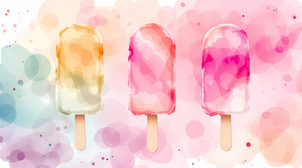 Ice cream watercolor in seamless pattern. Vector illustration.