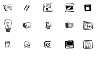 Smart Home UI Icons – Lock, Camera, Light, Profile & Control Panel