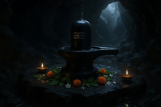 Shivlinga Jal Abhishek by Nature inside a cave