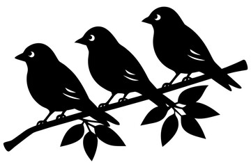 Fototapeta premium birds on branch vector silhouette illustration