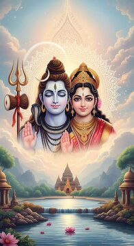 Shiv Parvati Spiritual Wallpaper &ndash; 4K Vertical Mobile Background (9:16)