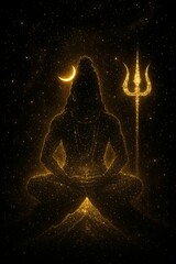 Lord Shiva in Yoga mudra in the deep space