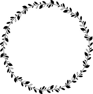 Botanical Leaf Circle Wreath Vector