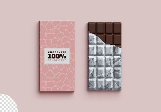 Chocolate Bar Product Packaging Mockup Isolated