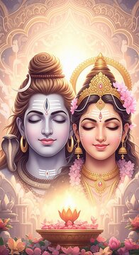 Shiv Parvati Spiritual Wallpaper &ndash; 4K Vertical Mobile Background (9:16)
